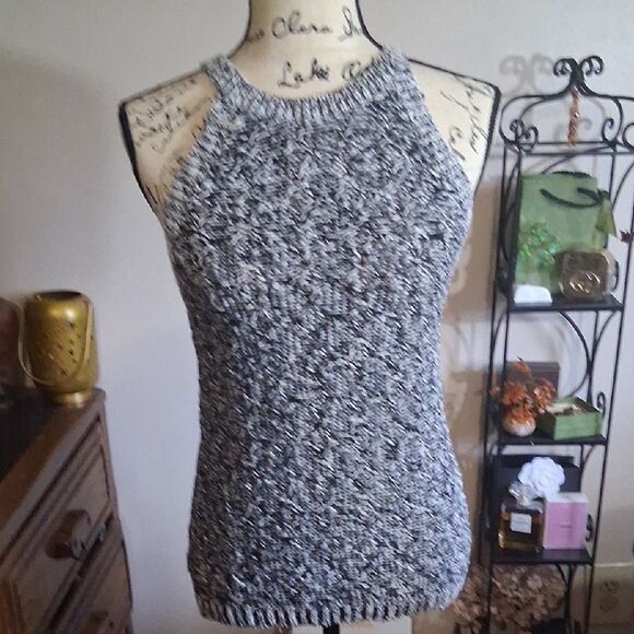 Anthropologie Moth Women's Black & White Knit Halter Top Size Small - Picture 1 of 7